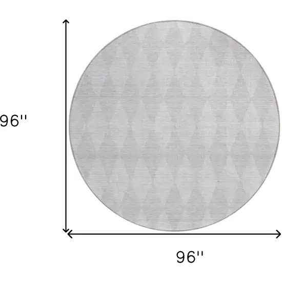 8' Pewter Round Geometric Washable Indoor Outdoor Area Rug Photo 3