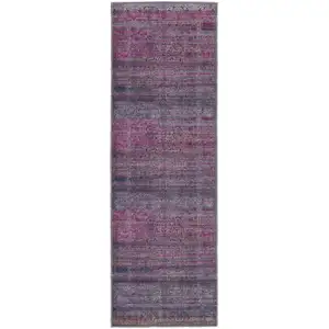 Photo of 8' Pink And Purple Floral Power Loom Runner Rug