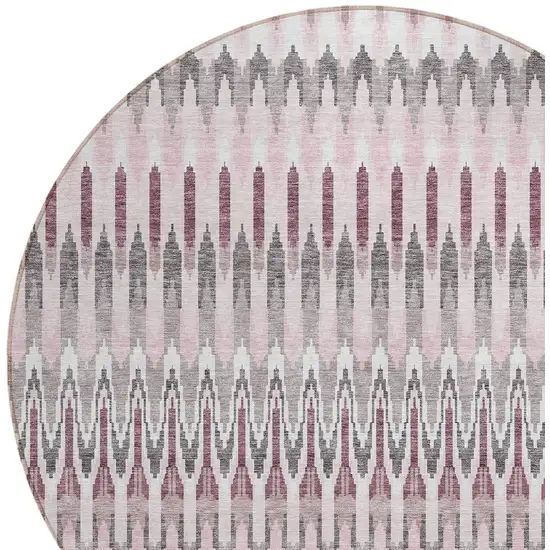 8' Pink Blush And Gray Round Southwestern Washable Indoor Outdoor Area Rug Photo 5