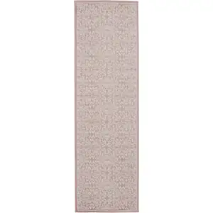 Photo of 7' Pink Floral Power Loom Runner Rug