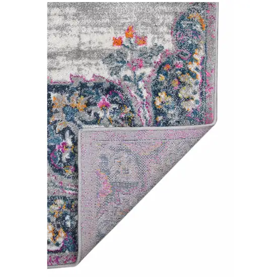 8' Pink Medallion Power Loom Runner Rug Photo 5