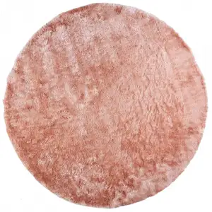 Photo of 8' Pink Round Shag Tufted Handmade Area Rug