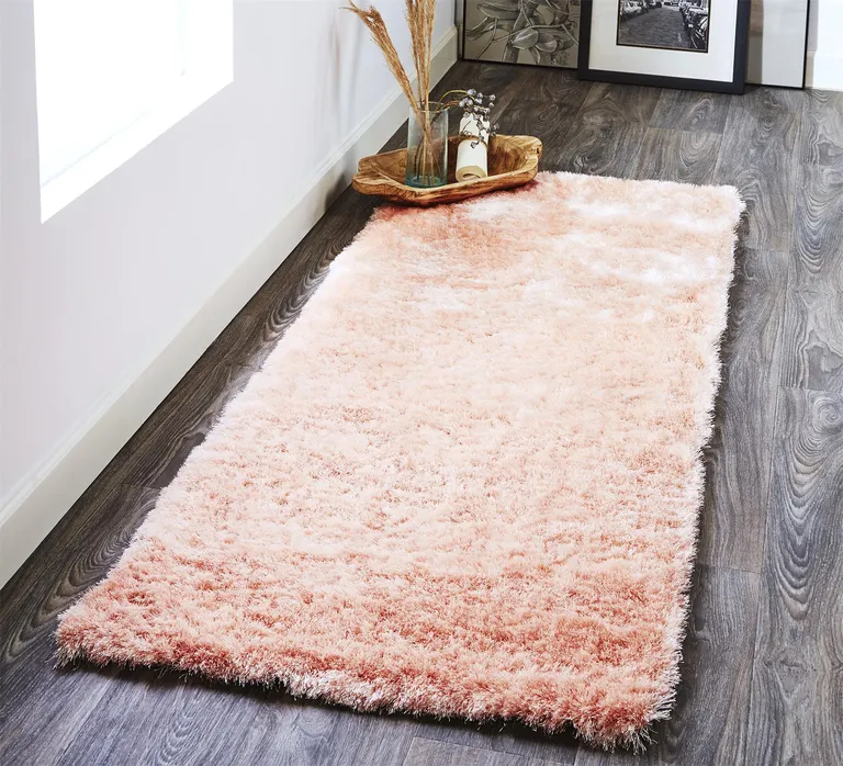 6' Pink Shag Tufted Handmade Runner Rug Photo 5