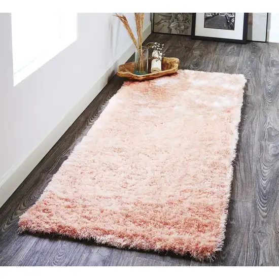 6' Pink Shag Tufted Handmade Runner Rug Photo 5