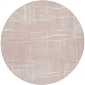 Photo of 5' Pink and Ivory Abstract Geometric Round Rug