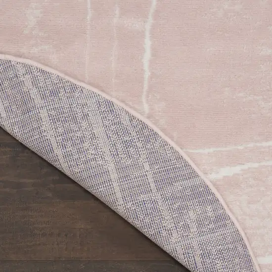 8' Pink and Ivory Abstract Round Rug Photo 7