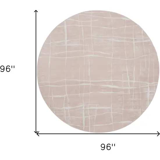 8' Pink and Ivory Abstract Round Rug Photo 3