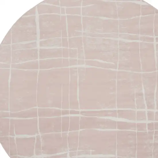 8' Pink and Ivory Abstract Round Rug Photo 5