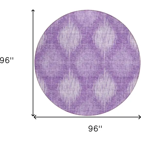 8' Plum Purple And Lavender Round Ikat Washable Indoor Outdoor Area Rug Photo 3