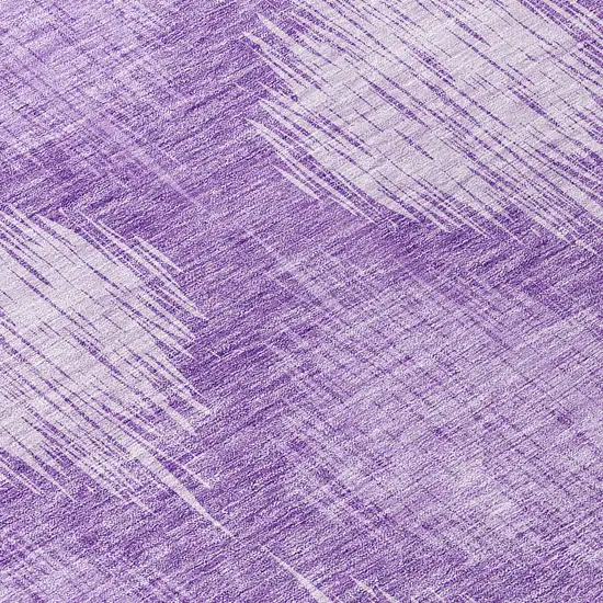 8' Plum Purple And Lavender Round Ikat Washable Indoor Outdoor Area Rug Photo 8