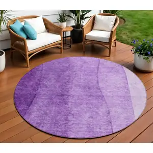 Photo of 8' Purple And Lavender Round Ombre Washable Indoor Outdoor Area Rug