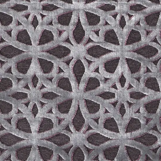 8' Purple Brown and Gray Geometric Power Loom Runner Rug Photo 7