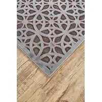 Photo of 8' Purple Brown and Gray Geometric Power Loom Runner Rug