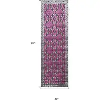 Photo of 8' Purple Gray and Taupe Geometric Power Loom Runner Rug