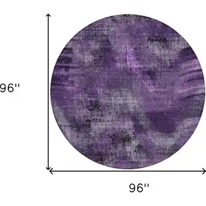 Photo of 8' Purple Lavender And Gray Round Abstract Washable Indoor Outdoor Area Rug