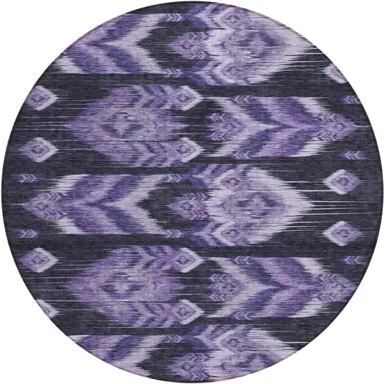 8' Purple Lavender And Plum Round Southwestern Washable Indoor Outdoor Area Rug Photo 2