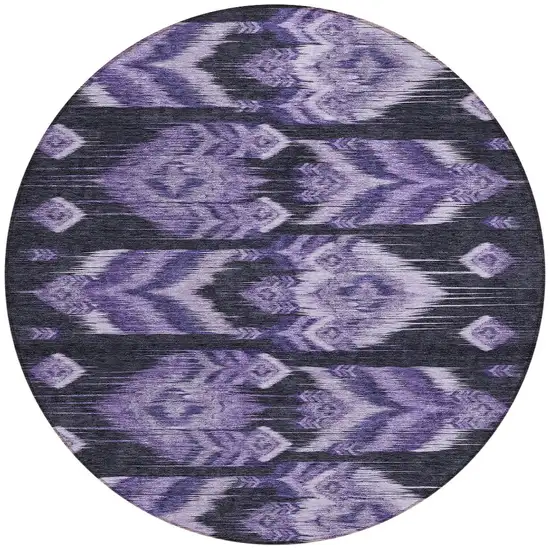 8' Purple Lavender And Plum Round Southwestern Washable Indoor Outdoor Area Rug Photo 5