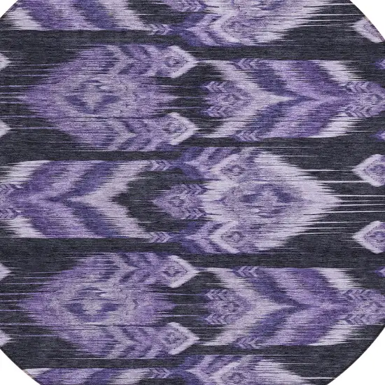 8' Purple Lavender And Plum Round Southwestern Washable Indoor Outdoor Area Rug Photo 4