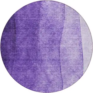 Photo of 8' Purple Lilac And Lavender Round Ombre Washable Indoor Outdoor Area Rug