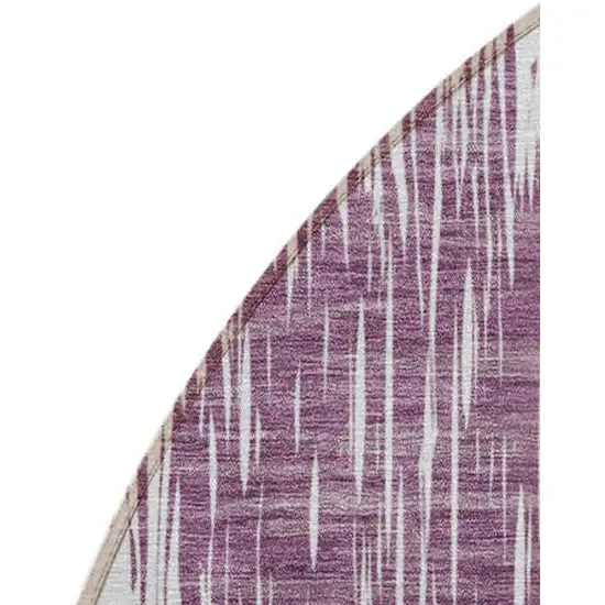 8' Purple Plum And Ivory Round Ikat Washable Indoor Outdoor Area Rug Photo 6