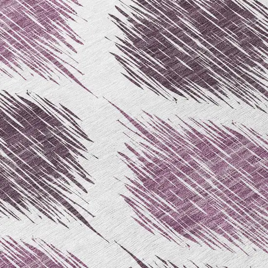 8' Purple Plum And Ivory Round Ikat Washable Indoor Outdoor Area Rug Photo 5