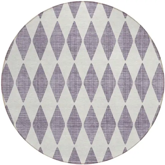 8' Purple And Lilac Round Geometric Washable Indoor Outdoor Area Rug Photo 2