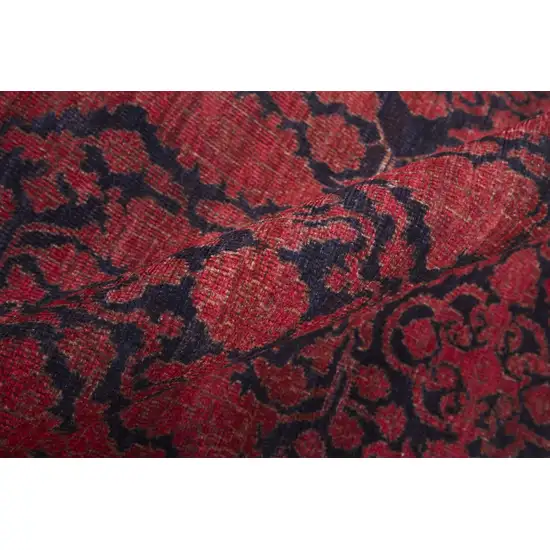 8' Red And Black Floral Power Loom Runner Rug Photo 3