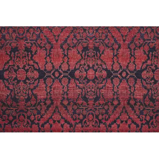 8' Red And Black Floral Power Loom Runner Rug Photo 4