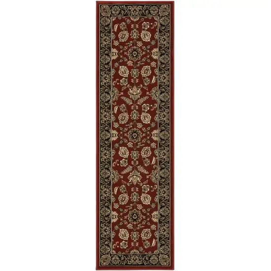 8' Red And Black Oriental Runner Rug Photo 2