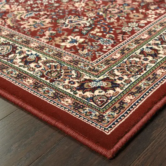 8' Red And Ivory Oriental Runner Rug Photo 6