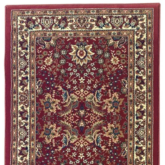 8' Red And Ivory Oriental Runner Rug Photo 5