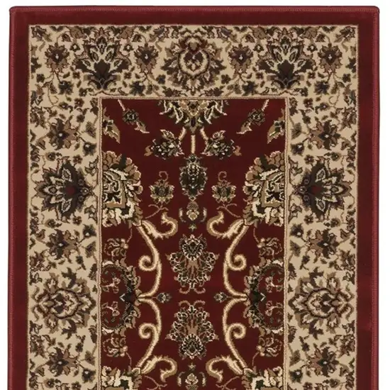 8' Red And Ivory Oriental Runner Rug Photo 5