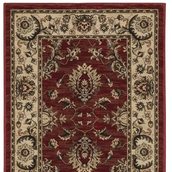 8' Red And Ivory Oriental Runner Rug Photo 4