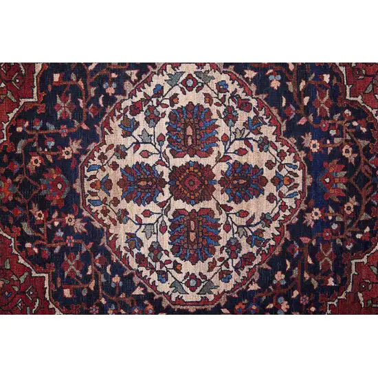 8' Red Blue And Tan Floral Power Loom Runner Rug Photo 6