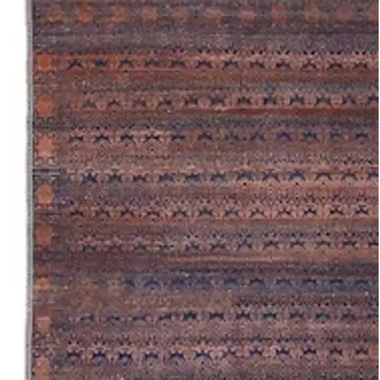 8' Red Brown And Blue Floral Power Loom Runner Rug Photo 5