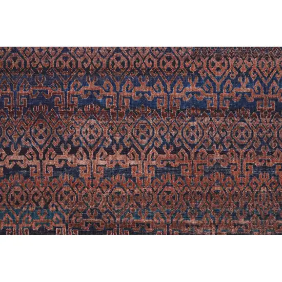 8' Red Brown And Blue Floral Power Loom Runner Rug Photo 3