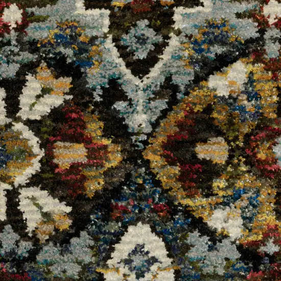 8' Red Brown And Orange Medallion Runner Rug Photo 7