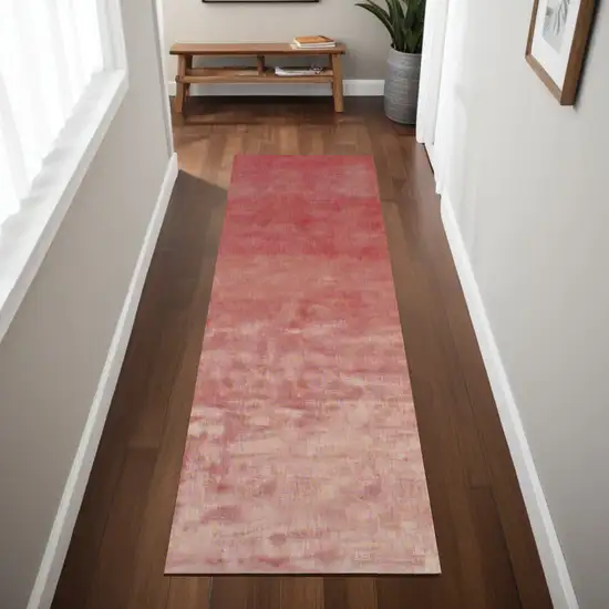 8' Red Chevron Hand Woven Runner Rug Photo 1