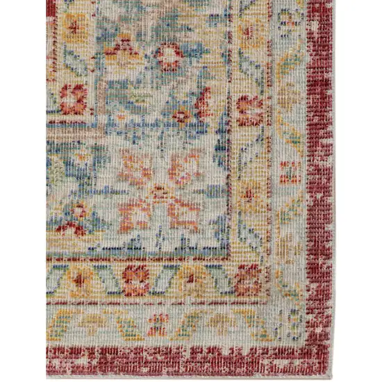 8' Red Medallion Power Loom Runner Rug Photo 2