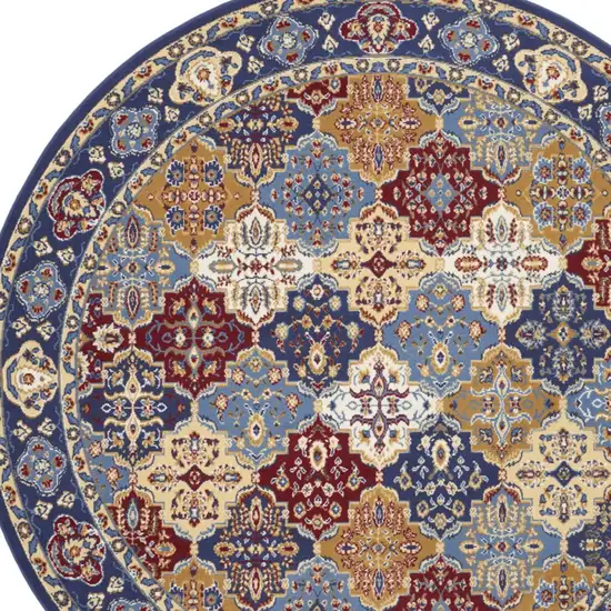 8' Red Round Damask Power Loom Area Rug Photo 7