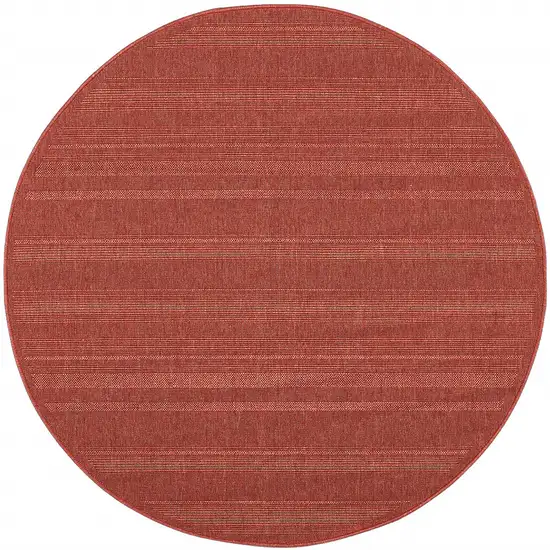 8' Red Round Stain Resistant Indoor Outdoor Area Rug Photo 2