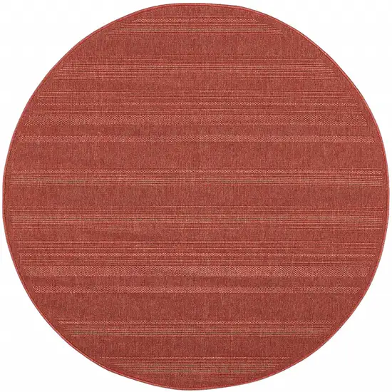 8' Red Round Stain Resistant Indoor Outdoor Area Rug Photo 1