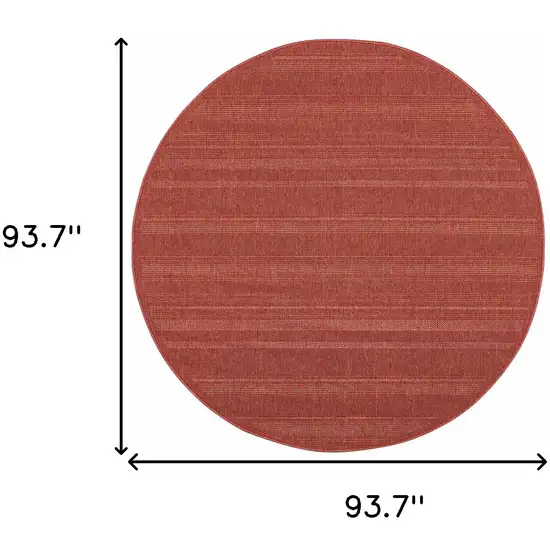 8' Red Round Stain Resistant Indoor Outdoor Area Rug Photo 4