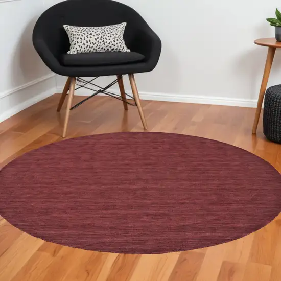 8' Red Round Wool Hand Woven Area Rug Photo 1