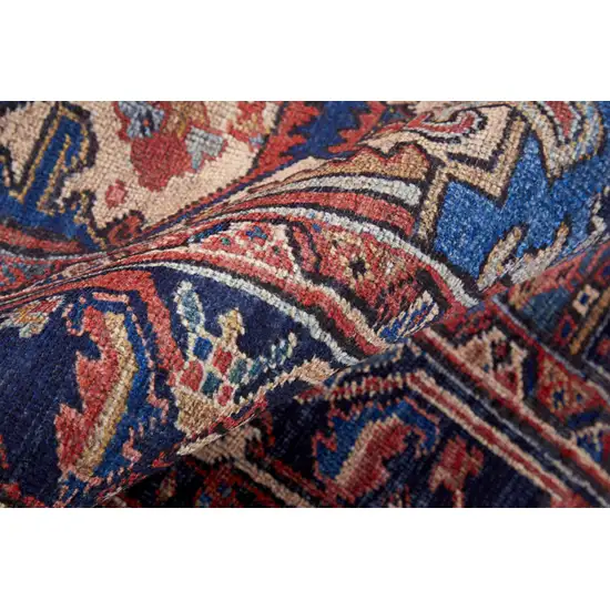 8' Red Tan And Blue Floral Power Loom Runner Rug Photo 6