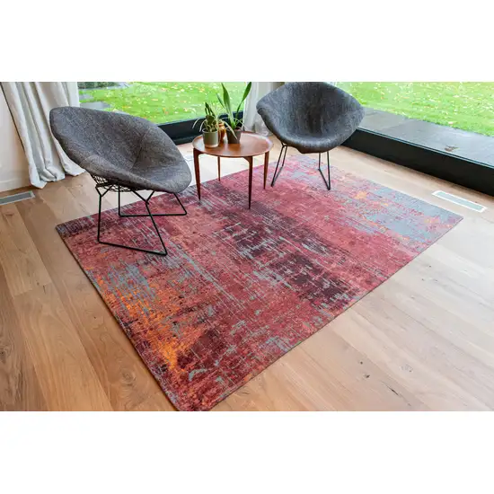 10' Red and Gray Abstract Non Skid Area Rug Photo 7