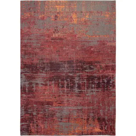 10' Red and Gray Abstract Non Skid Area Rug Photo 2