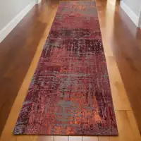 Photo of 10' Red and Gray Abstract Non Skid Area Rug