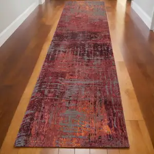 Photo of 10' Red and Gray Abstract Non Skid Area Rug