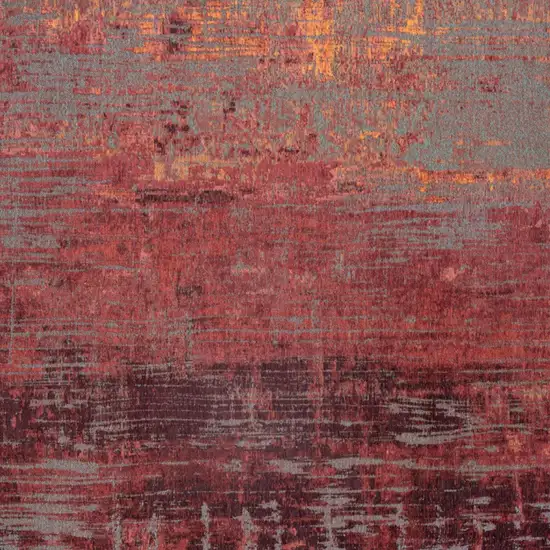 10' Red and Gray Abstract Non Skid Area Rug Photo 5